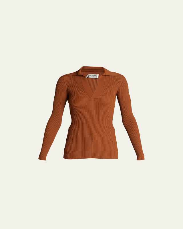 Ribbed Polo Undershirt Sweater
