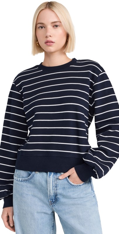 FRAME Blouson Sleeve Sweatshirt Navy Multi