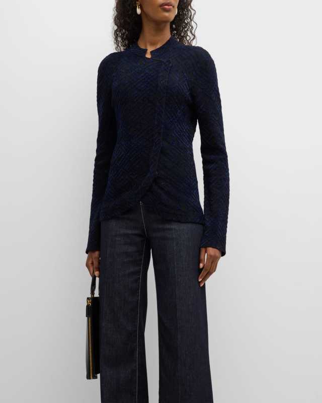 Asymmetric Geo Jacquard Jacket