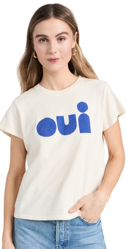 Clare V. Classic Tee Cream w/ Cobalt