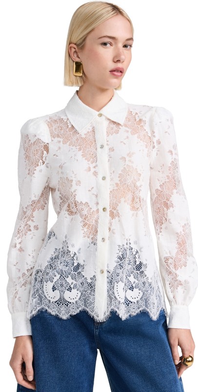 L'AGENCE Jenica Lace Blouse Ivory