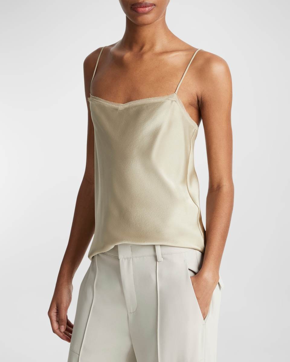 Layered Chiffon-Trim Silk Ca