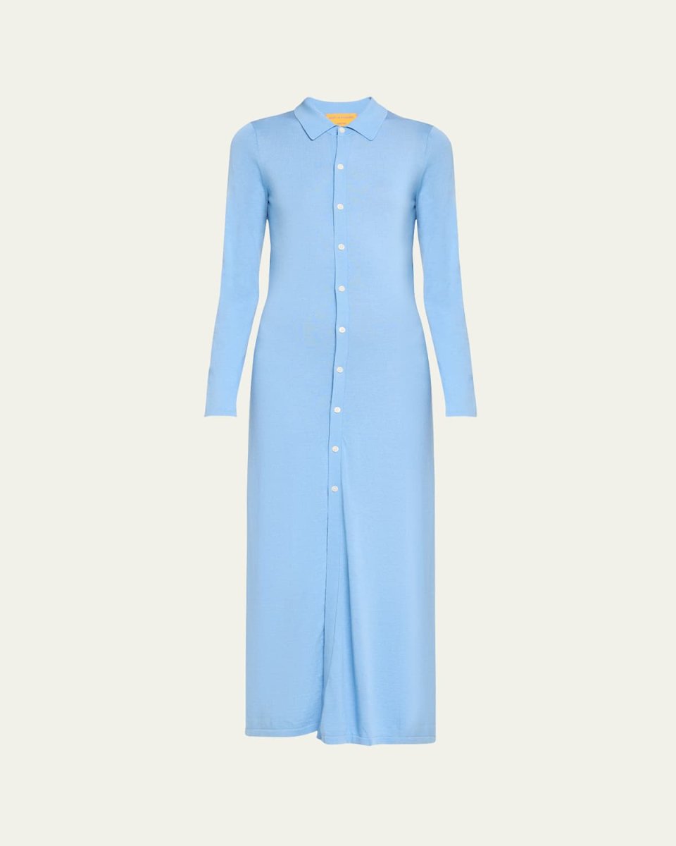 Showtime Long-Sleeve Cotton Silk Jersey Shirtdress
