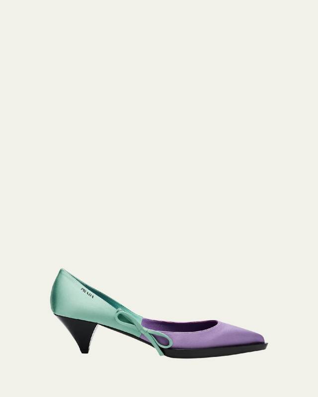 Bicolor Satin Bow Pumps