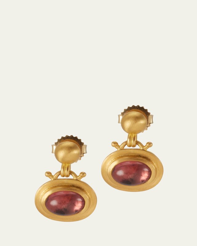 Large Pink Tourmaline Bell Earrings