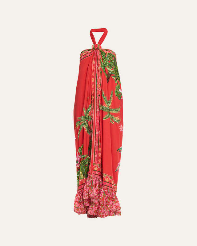 Hand-Beaded Halter Maxi Dress