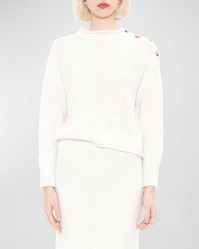 Cornelia Cashmere Button-Shoulder Sweat