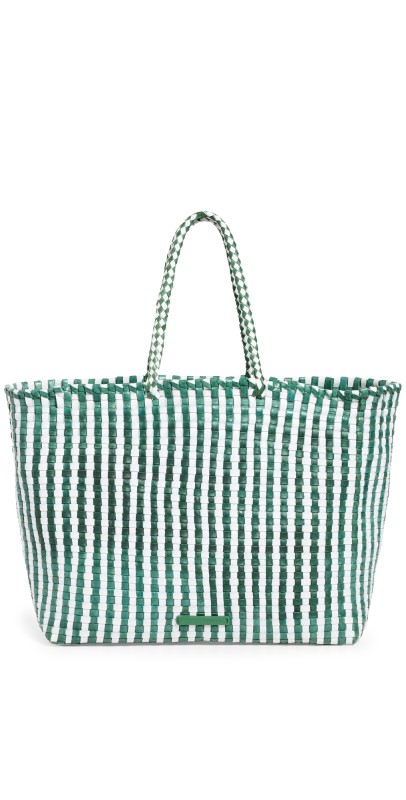 Loeffler Randall Klara Woven Tote Bright Emerald/White