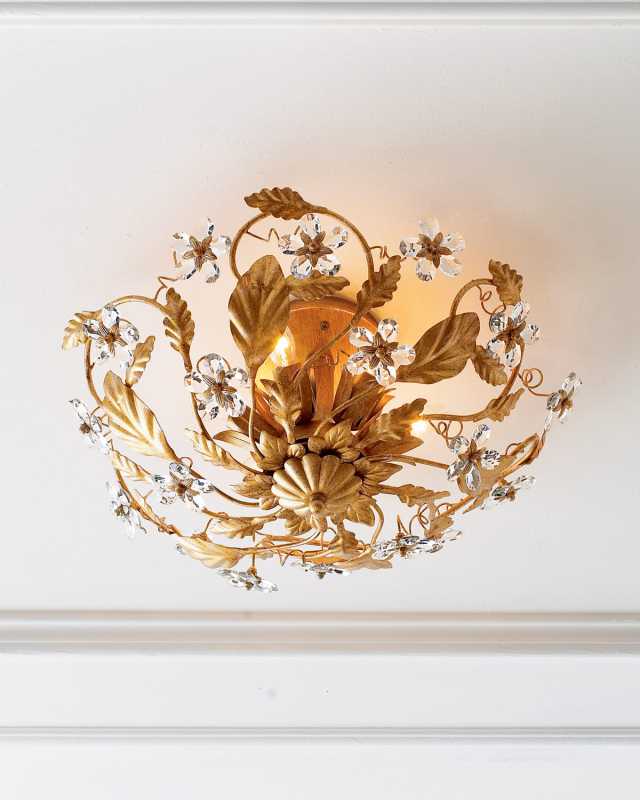 Crystal Flower Flush-Mount Light Fixture