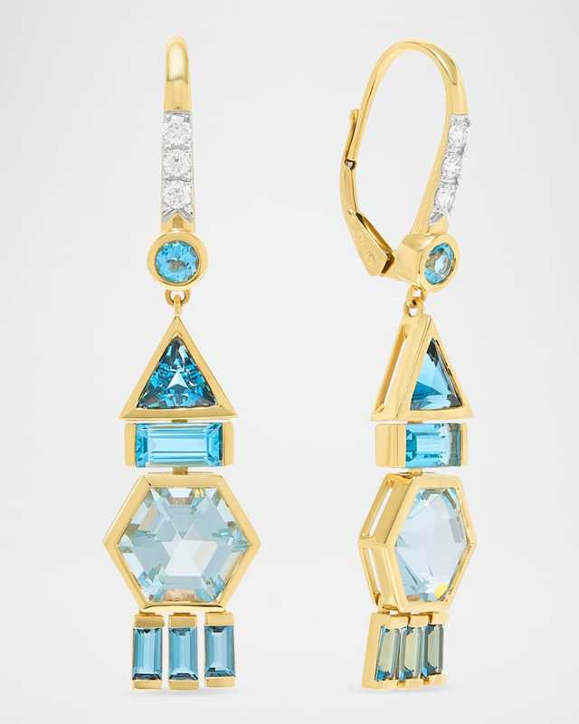 18K Yellow Gold Round Dangle Earrings