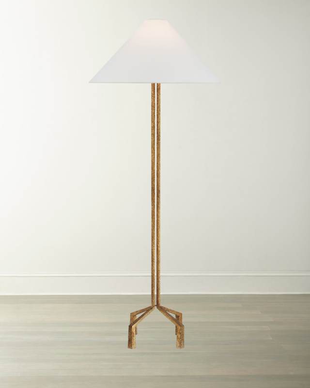 Clifford Forged Floor Lamp With Linen Shade by Marie Flanigan