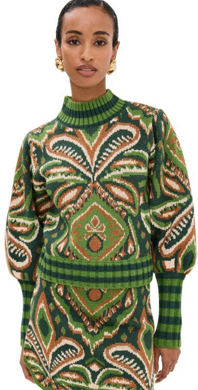 FARM Rio Pineapple Ikat Green Sweater Pineapple Ikat Green