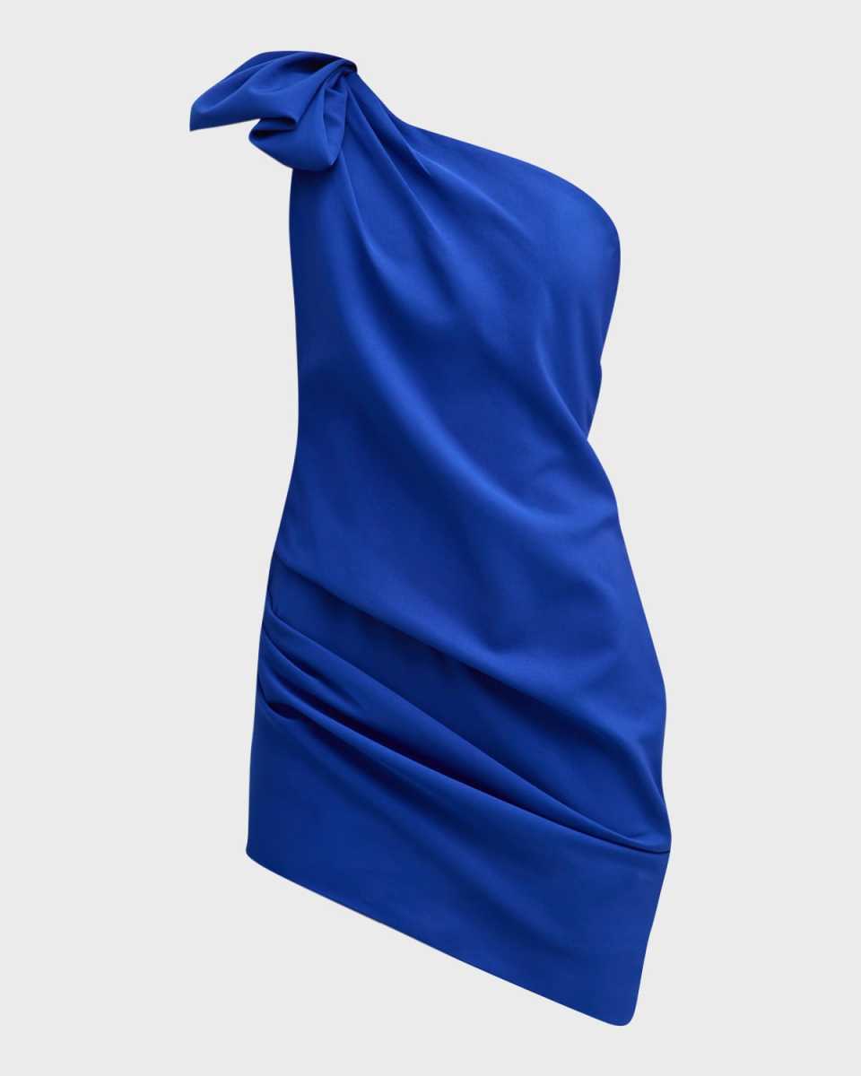 One-Shoulder Draped Mini Cocktail Dress