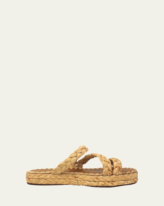 Amalfi Raffia Three-Band Flatform Sandals