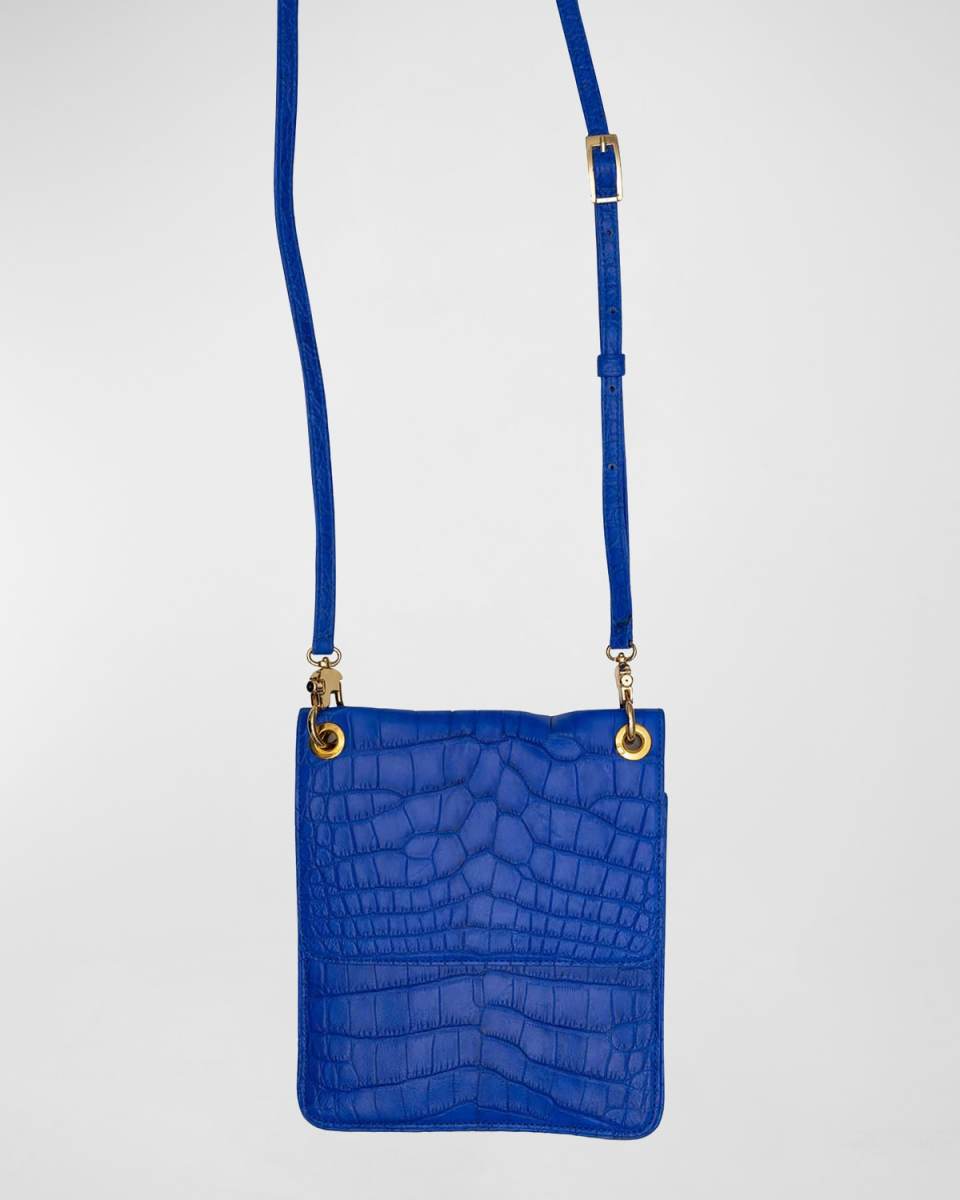 Flat Polished Matte Alligator Crossbody Bag