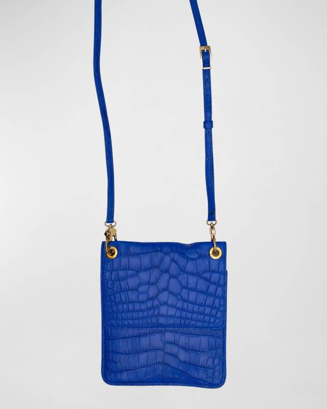 Flat Polished Matte Alligator Crossbody Bag