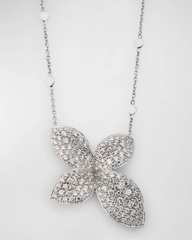 Giardini Segreti 18K White Gold Diamond Flower Necklace