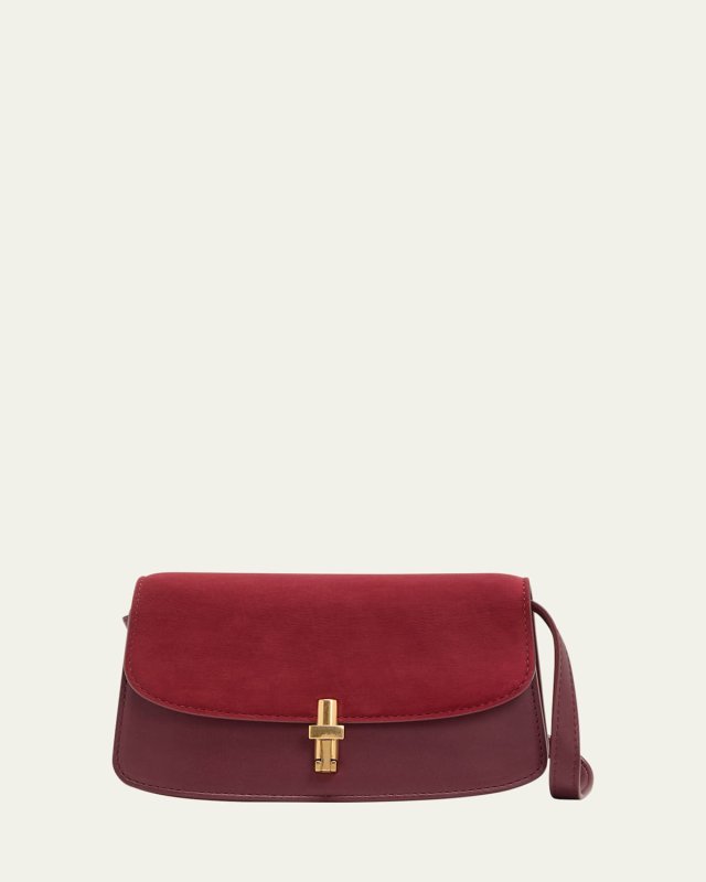 Sofia E/W Crossbody in Lux Grained Calfskin and Nubuck with Silver Hardware