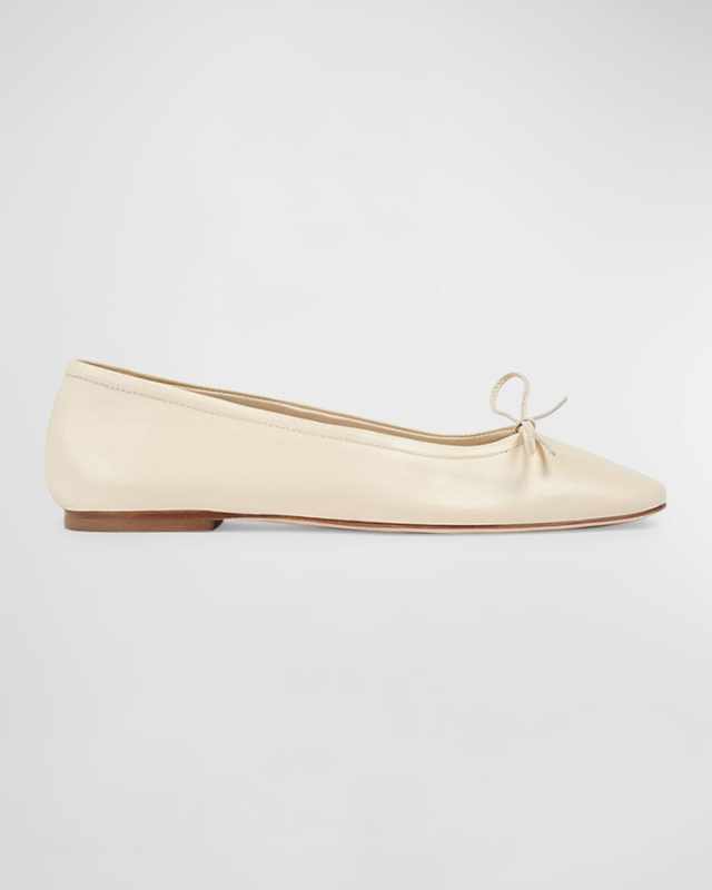 Delfina Leather Bow Ballerina Flats