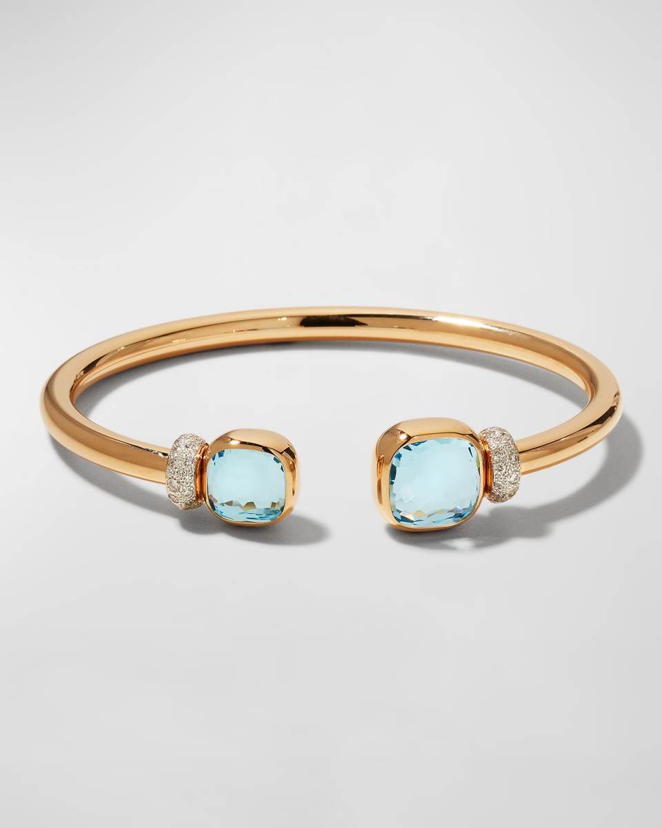 Nudo Classic and Petit Rose Gold Bangle with Sky Blue Topaz, Siz
