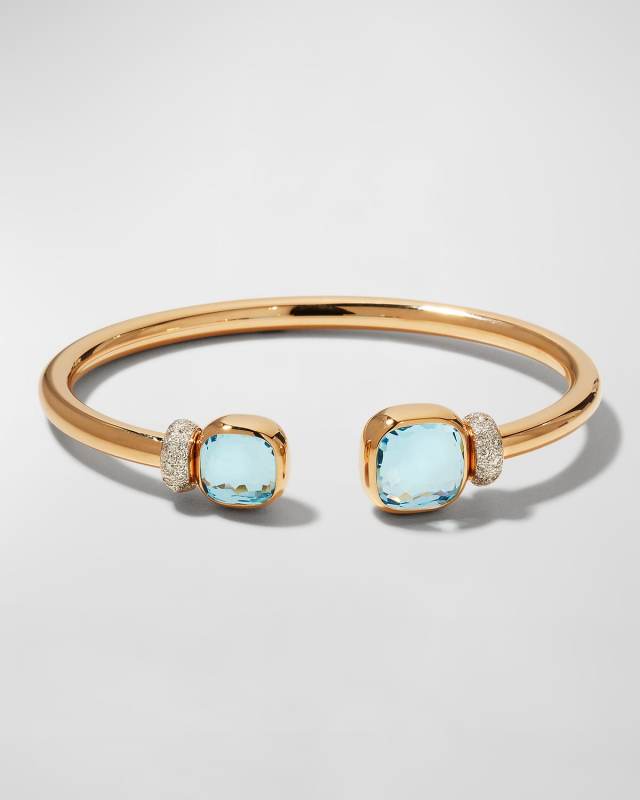 Nudo Classic and Petit Rose Gold Bangle with Sky Blue Topaz, Siz