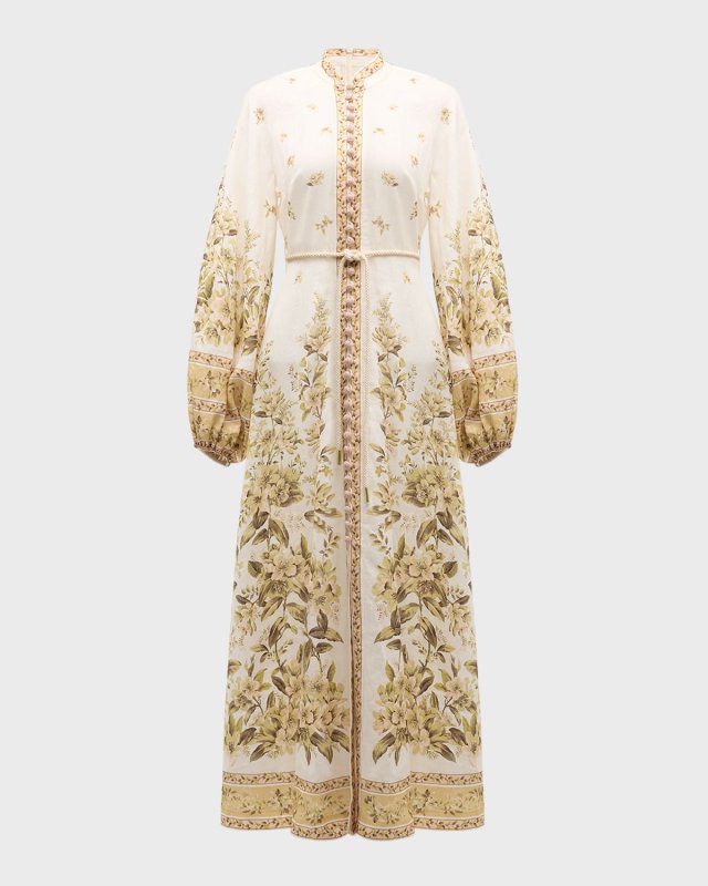 Golden Buttoned Midi Dress
