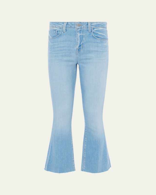 Kendra High-Rise Crop Flare Jeans with Raw Hem