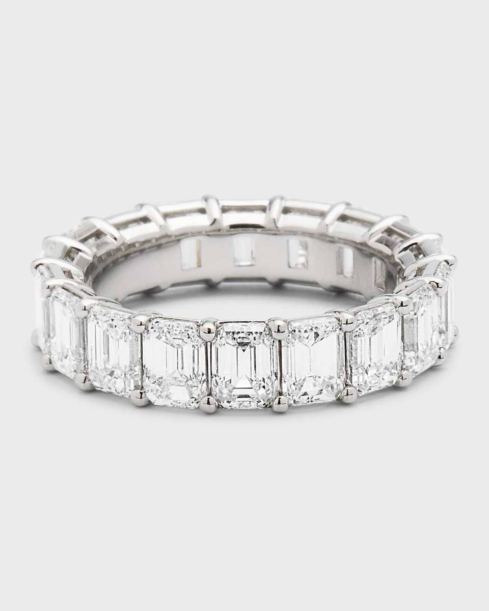 Platinum Emerald-Cut FG/VS Diamond Eternity Band, Size 6.75, 7.2tcw