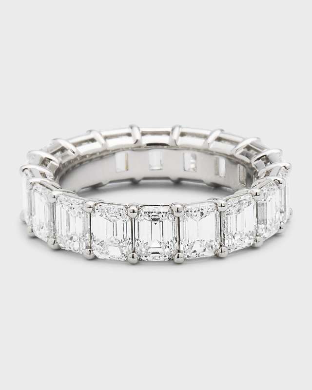 Platinum Emerald-Cut FG/VS Diamond Eternity Band, Size 6.75, 7.2tcw