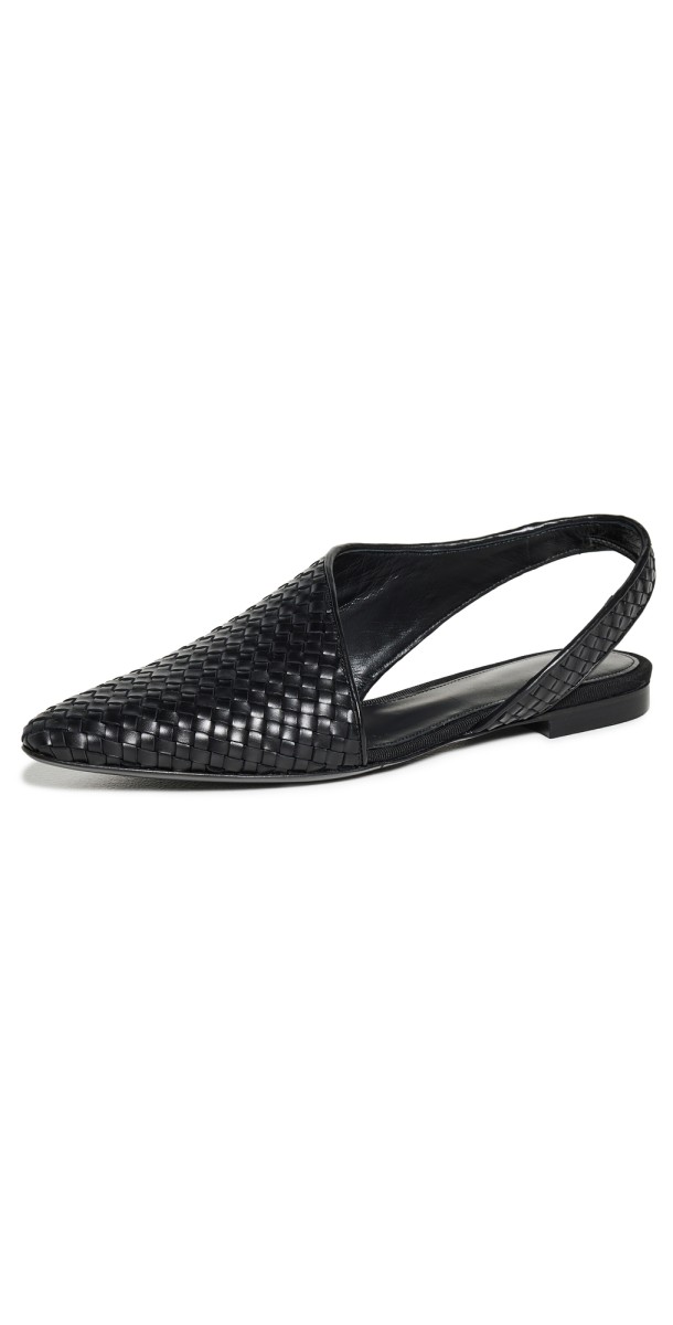 CO Asymmetrical Slingback Flats Black