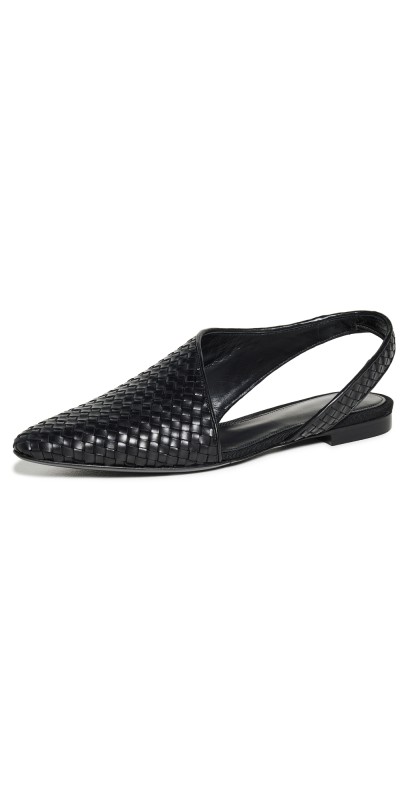 CO Asymmetrical Slingback Flats Black