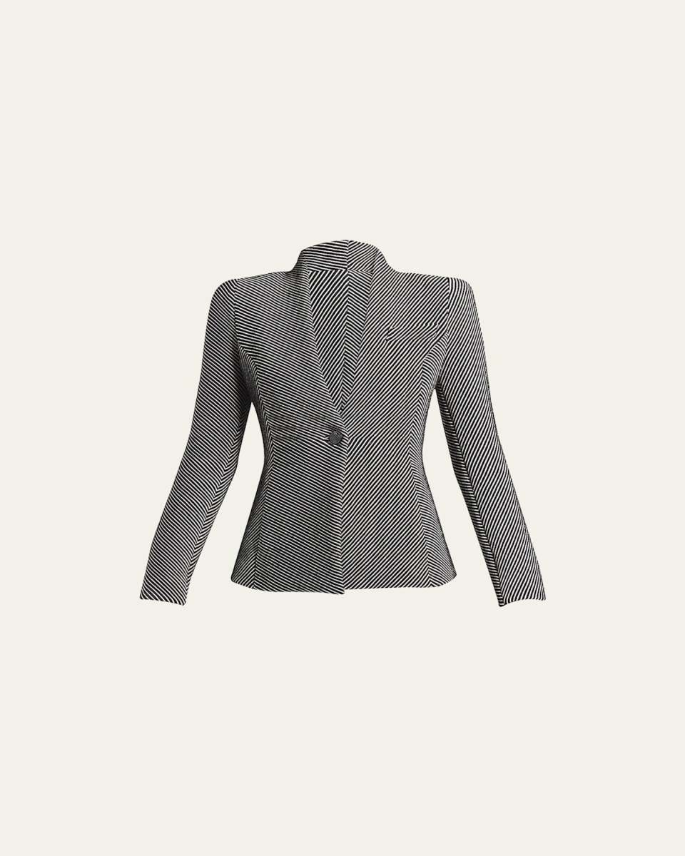Diagonal Stripe Single-Breasted Jersey Jacket