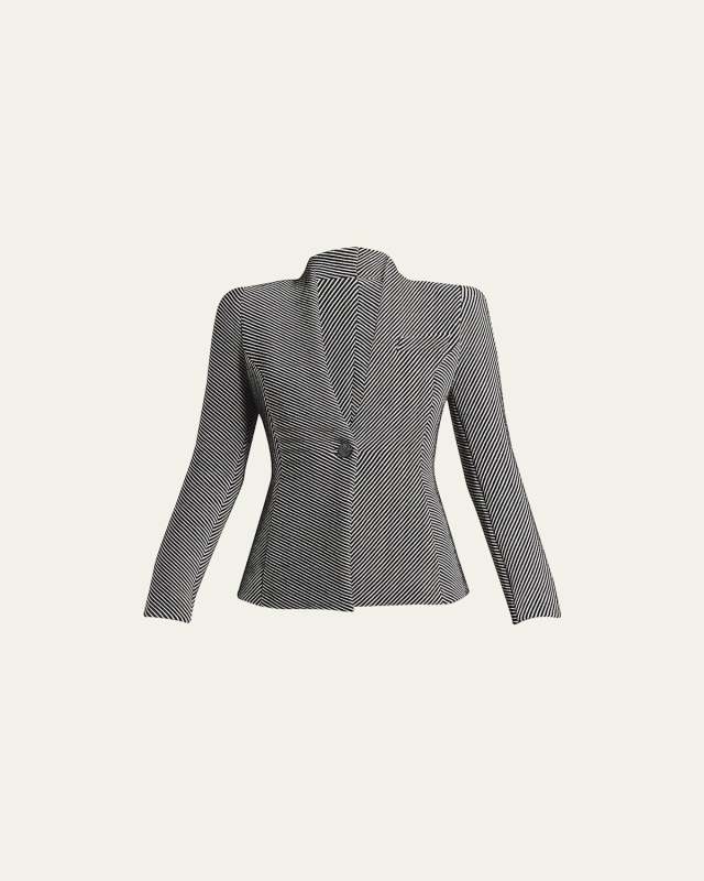 Diagonal Stripe Single-Breasted Jersey Jacket
