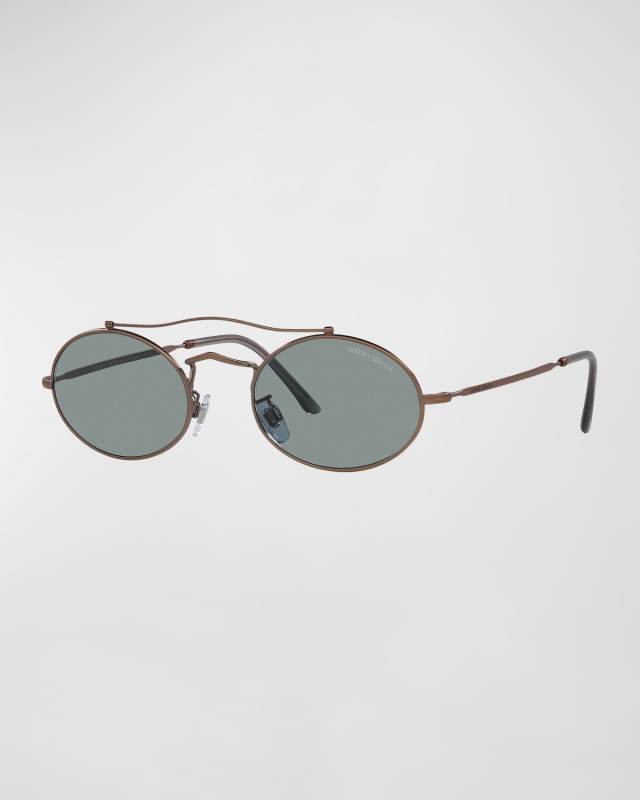 Oval Mixed-Media Aviator Sunglasses