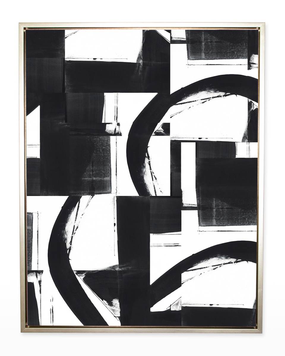 Entanglement No. 6 Vertical Canvas Giclee in Champagne Gold Float Frame, 45" x 60"