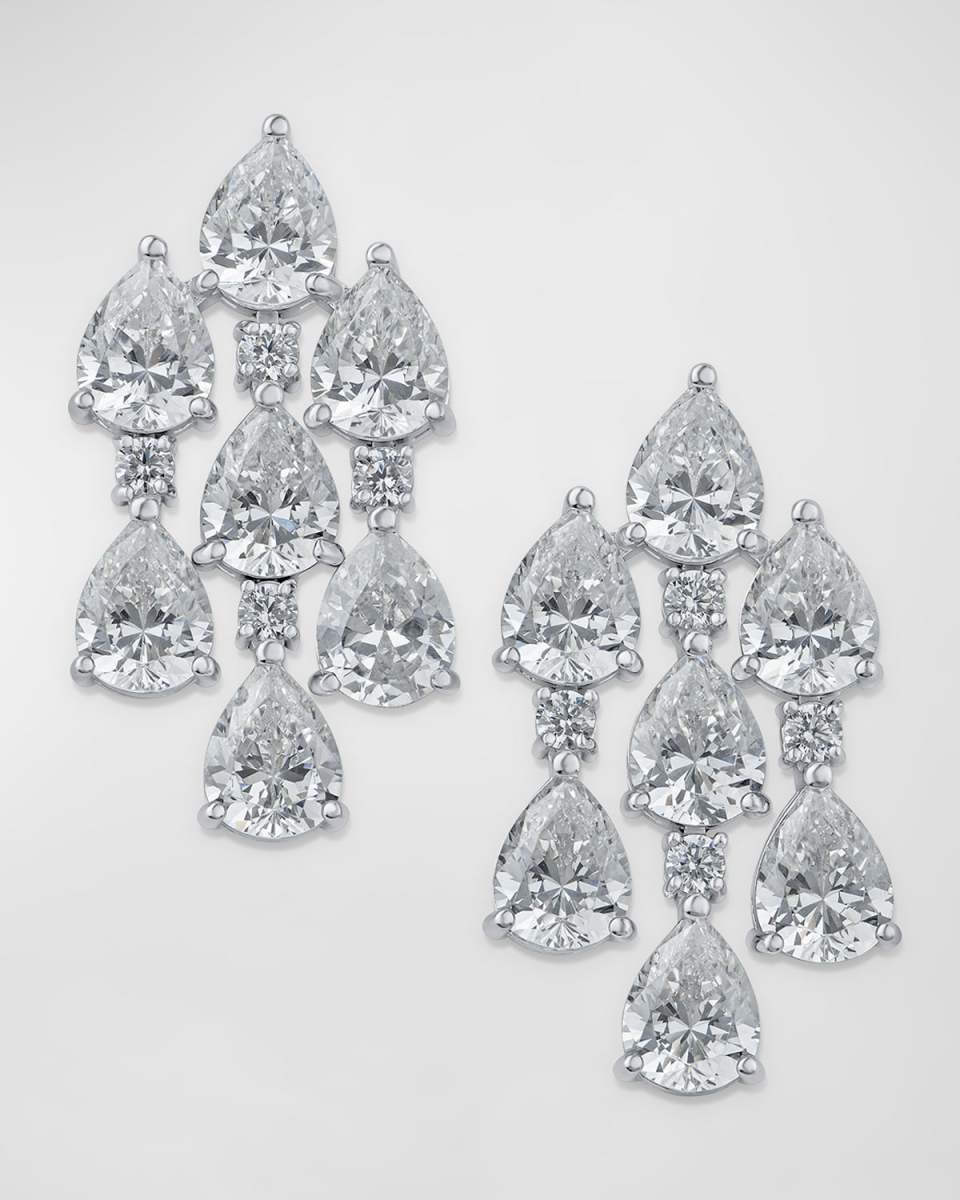 Cubic Zirconia Round and Pear Draped Fringe Drop Earrings