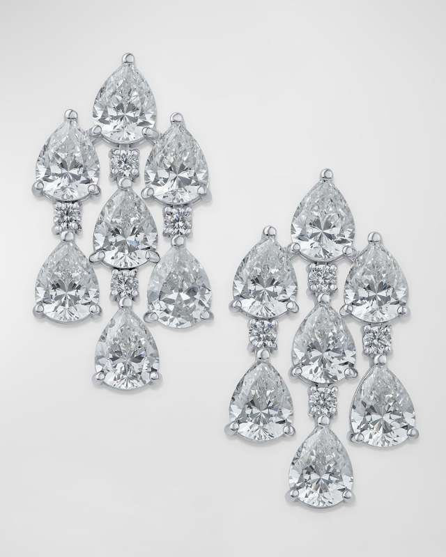 Cubic Zirconia Round and Pear Draped Fringe Drop Earrings