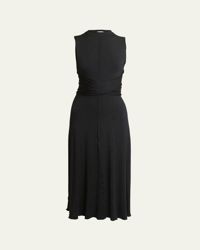 Beatrice Crisscross Sleeveless Jersey Midi Dress