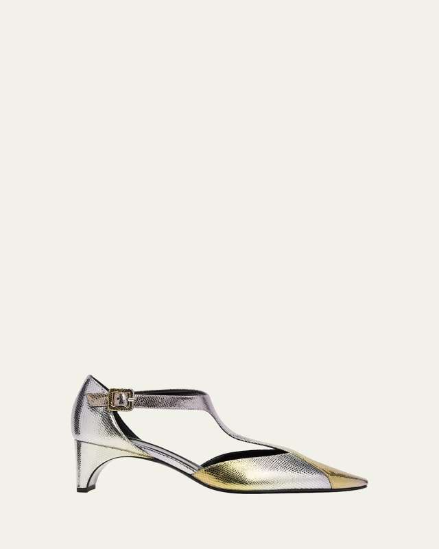 Eddie Ombre Metallic T-strap Pumps