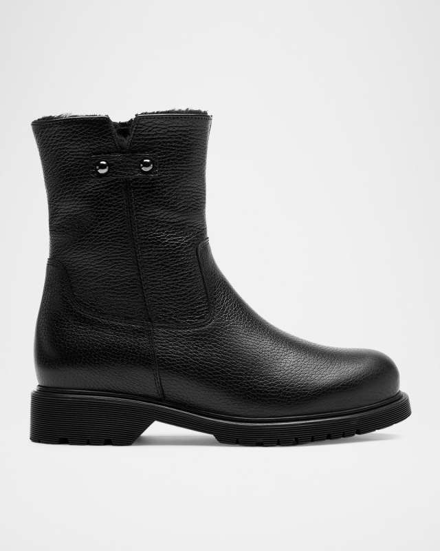 Hunter Leather Shearling Moto Booties