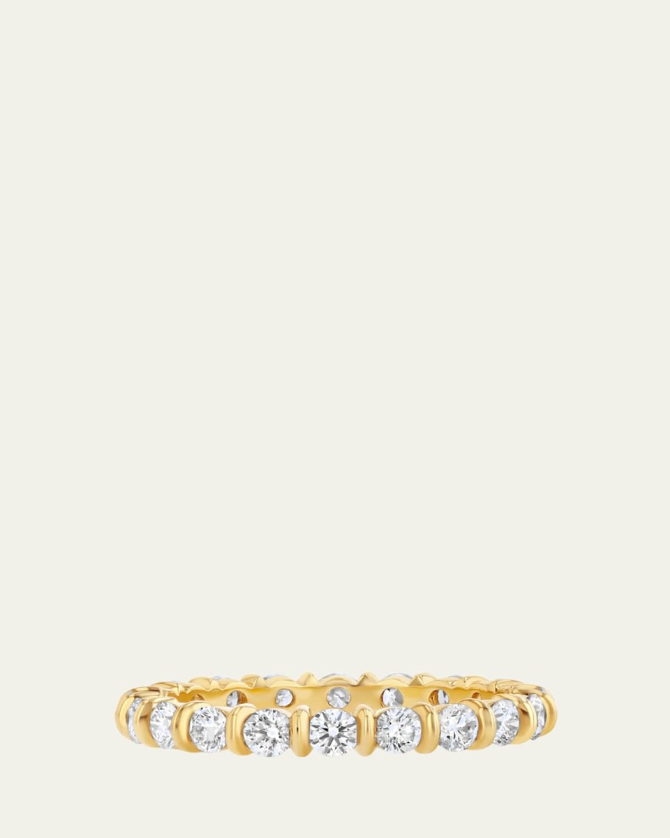 18K Yellow Gold Small Bubble Bar Diamond Eternity Ring