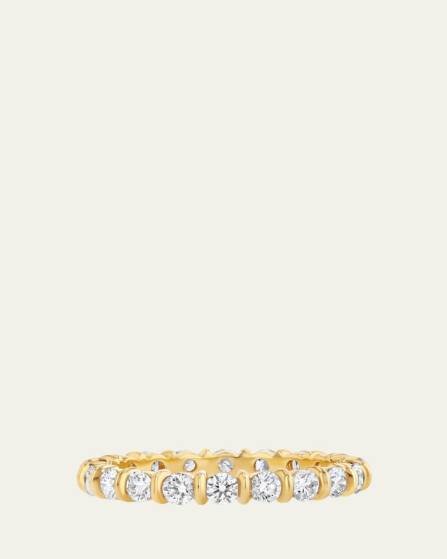 18K Yellow Gold Small Bubble Bar Diamond Eternity Ring