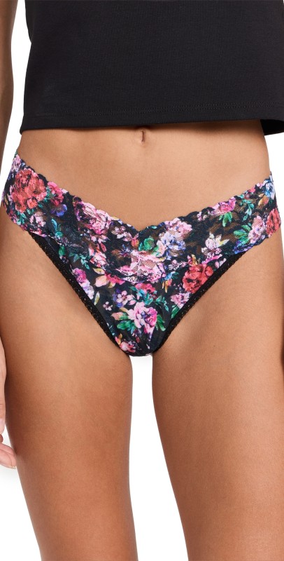 Hanky Panky Printed Signature Lace Original Rise Thong Dark Peo