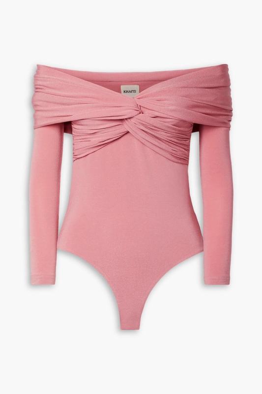 Khaite Cibo off-the-shoulder twisted stretch-jersey bodysuit