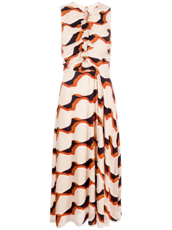 geometric-pattern print draped dress
