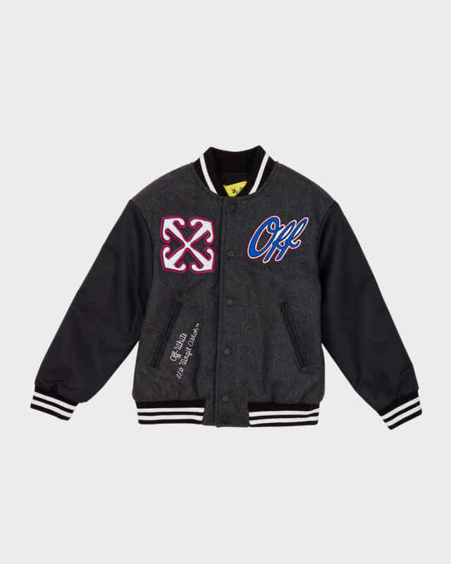 Boy's Logo Patch Varsity Jacket, Size 4-12