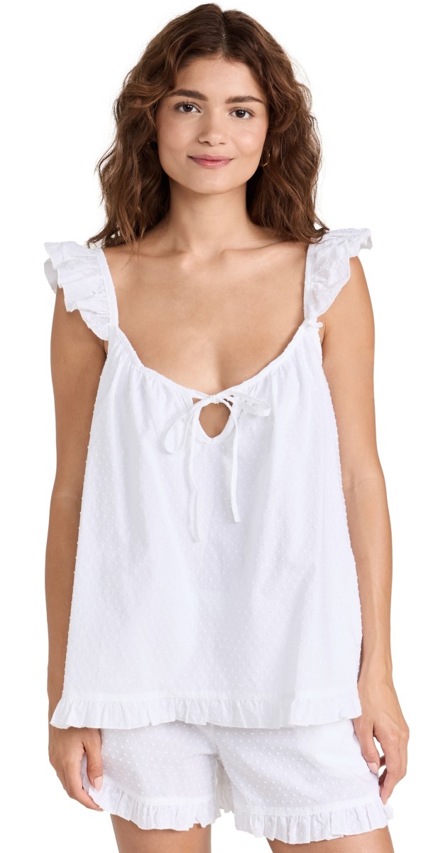 Petite Plume Swiss Dots Camisole Short Set White