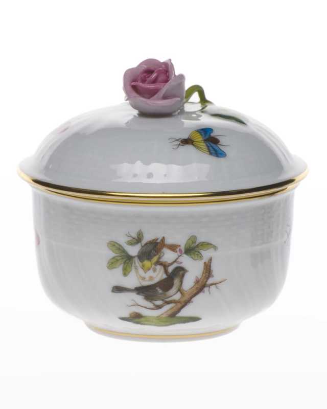 Rothschild Bird Covered Sugar Dish with Rose