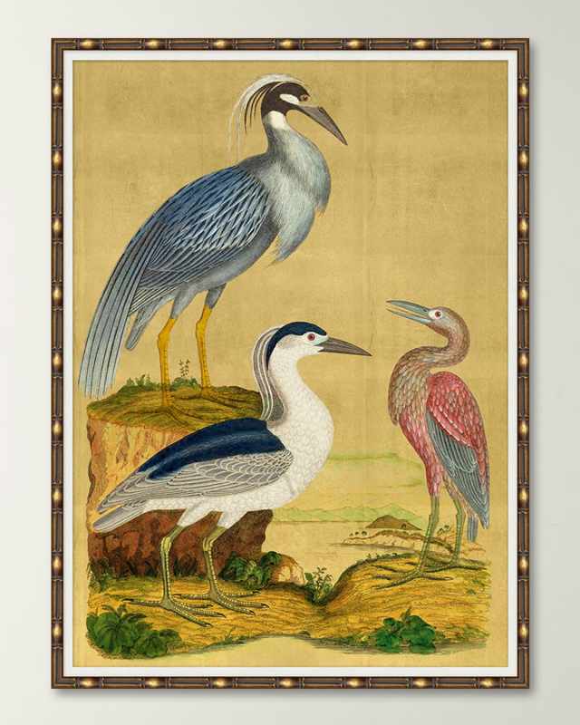 "Majestic Cranes on Gold I" Giclee Art