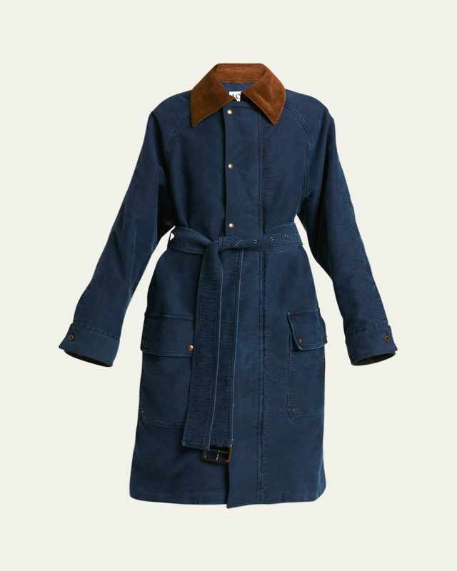 Corduroy Collar Belted Coat